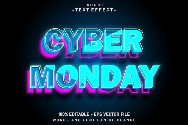 Monday editable text effect emboss neon style