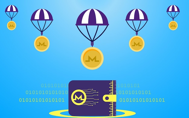 Monero coin criptovaluta airdrop di token digitale su portafoglio crittografico