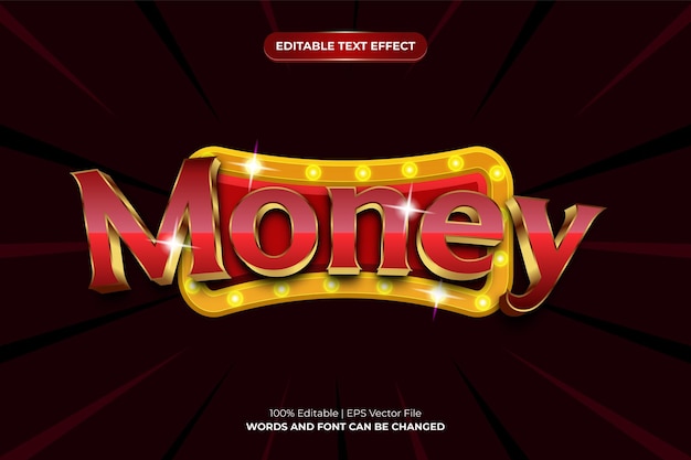 Vector money 3d modern style editable text effect