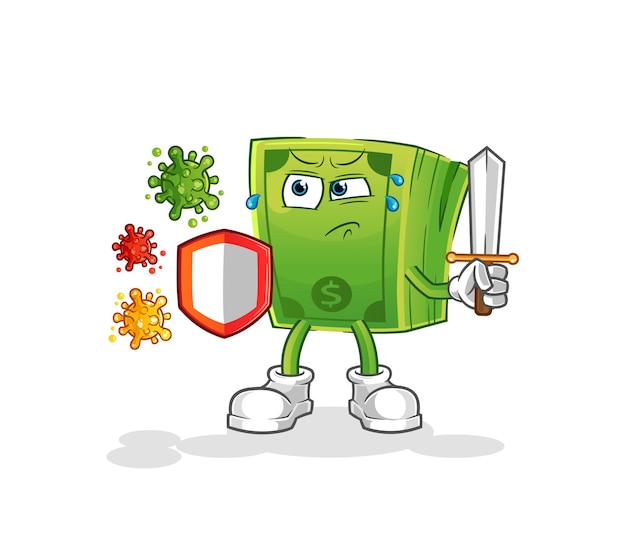 money against viruses cartoon. cartoon mascot vector