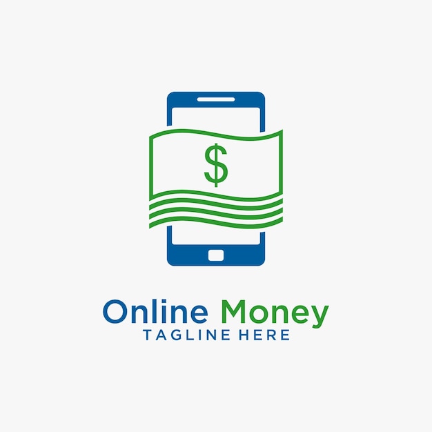 お金とお金のオンライン ロゴ デザインのスマート フォン