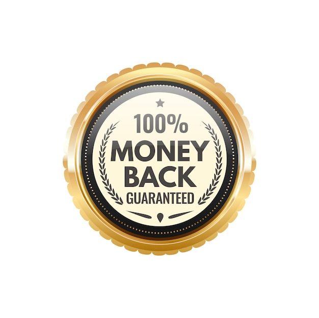 Vector money back golden badge and guarantee label