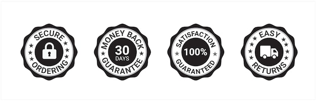 Vector money back guarantee, free shipping trust badges ,trust badges