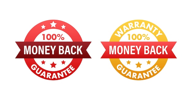 Soddisfatti o rimborsati banner a nastro tag di vendita badge banner di vendita illustrazione di stock vettoriale
