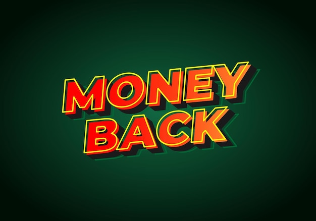 Vector money back text effect in eye catching color 3d effect