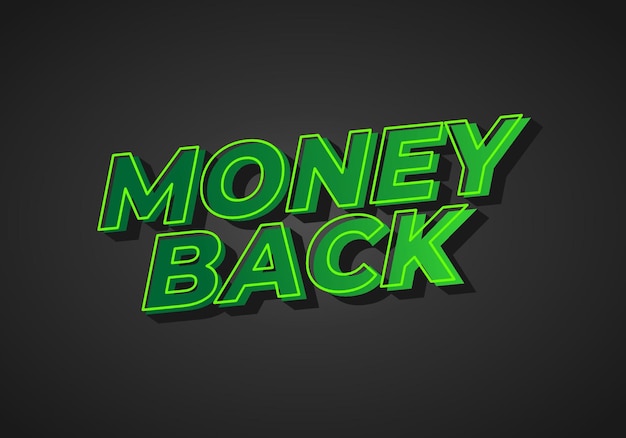 Vector money back text effect in eye catching color 3d effect