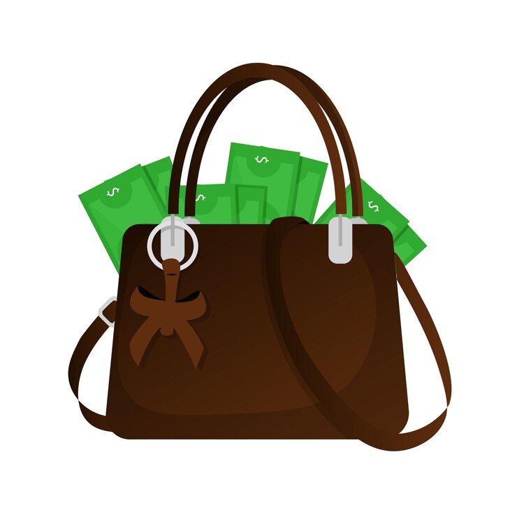 Vector money in backpack