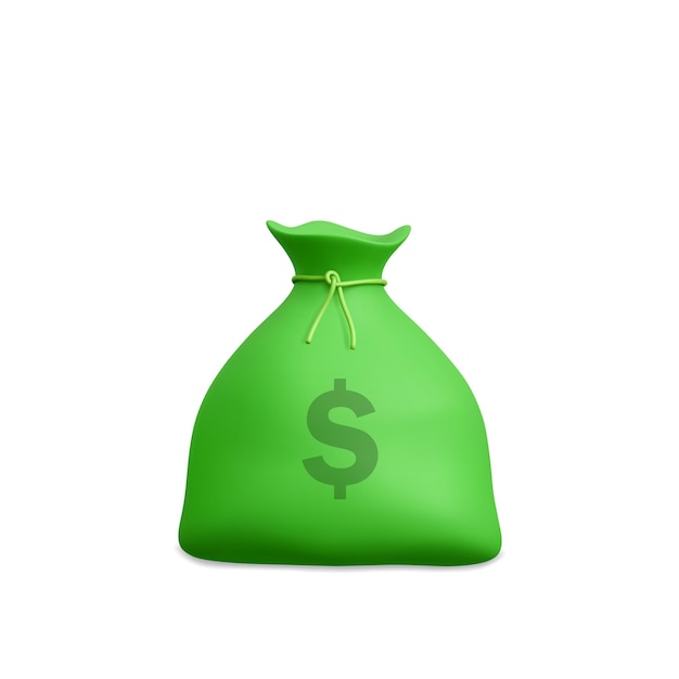 Money bag in 3d realistic style business and finance sack with dollar sign vector illustration