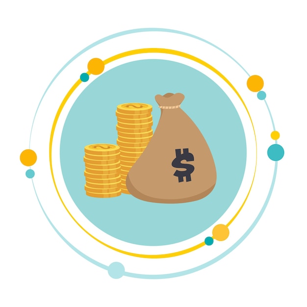 Money bag cash coins banking vector illustration graphic icon