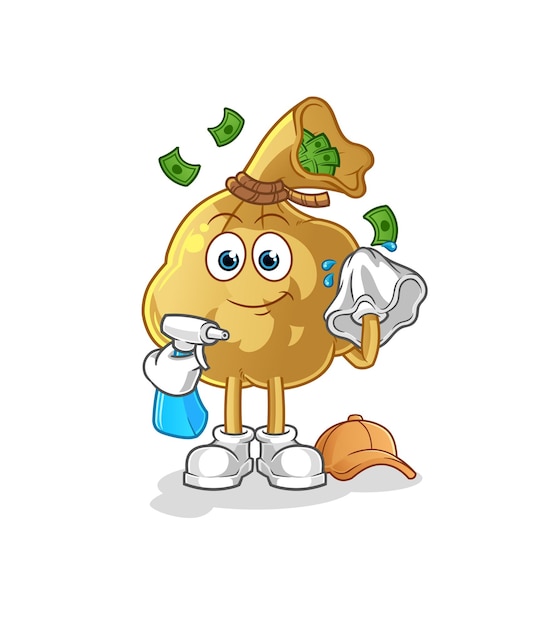 The money bag cleaner vector. cartoon character