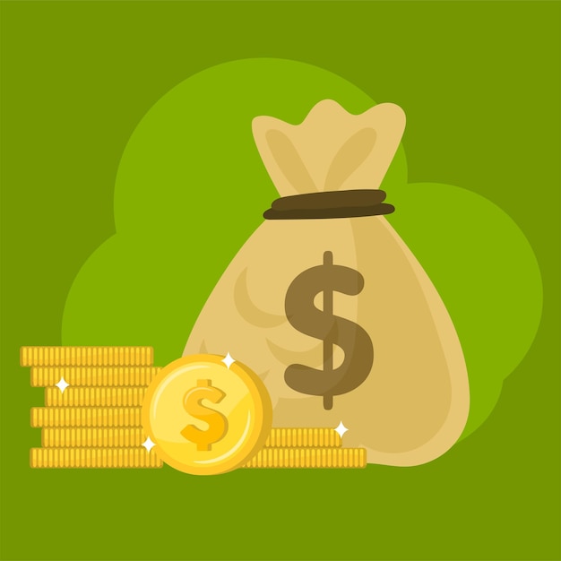 Money bag coins icon