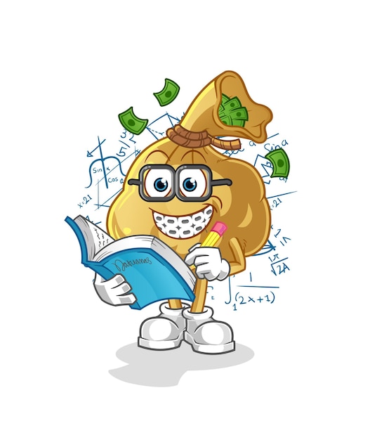 Vector the money bag geek cartoon. cartoon mascot vector