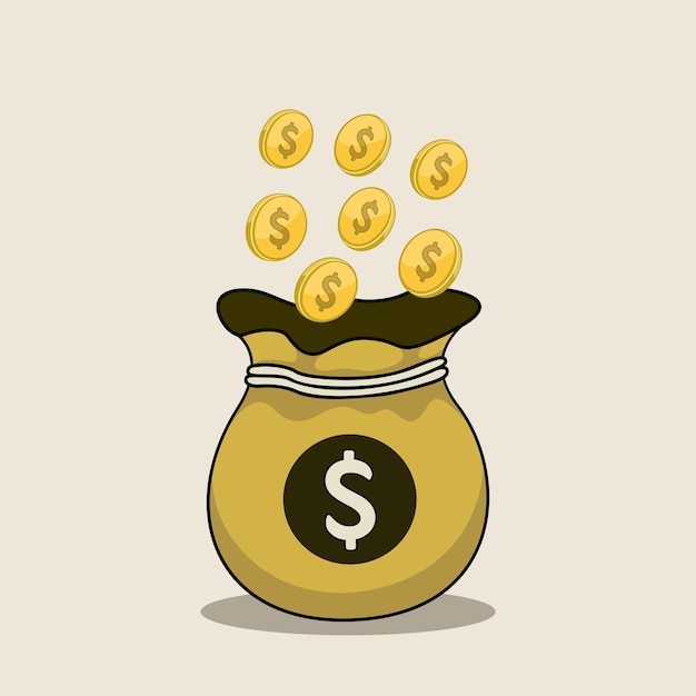 Money bag golden coin vector illustration