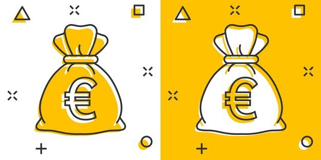 Money bag icon in comic style Moneybag cartoon vector illustration on isolated background