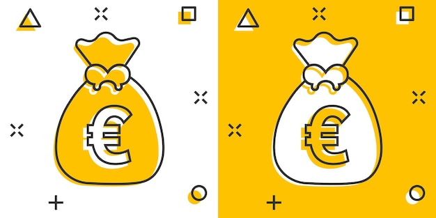 Money bag icon in comic style Moneybag cartoon vector illustration on isolated background