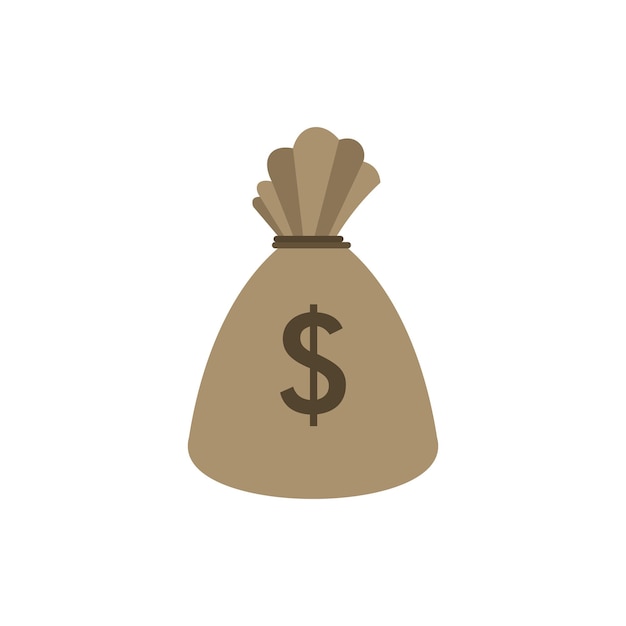 Money bag icon in flat style on a white background