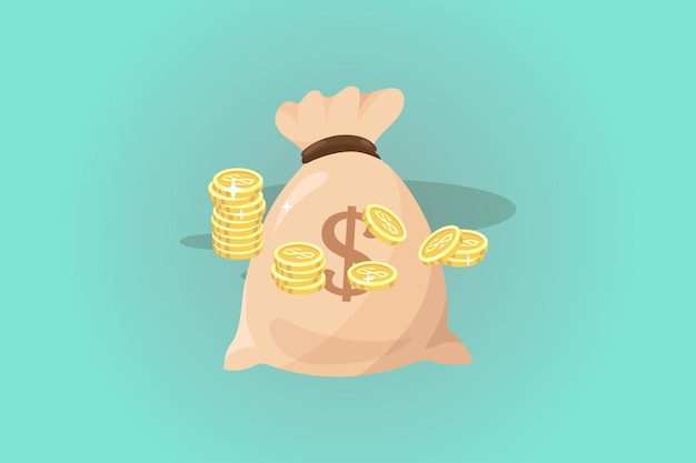 Money bag illustration flat design