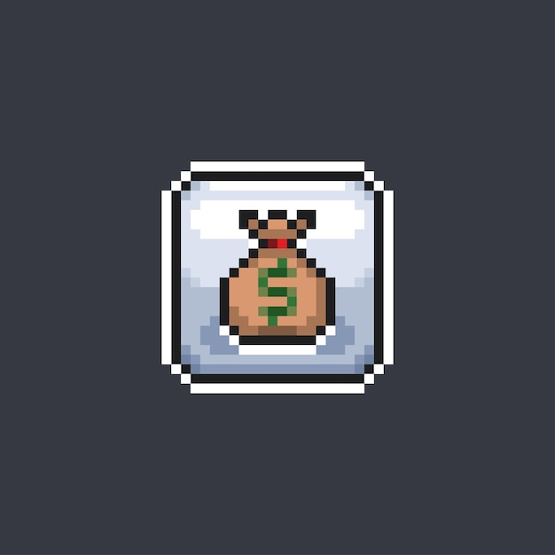 Vector money bag sign in pixel art style