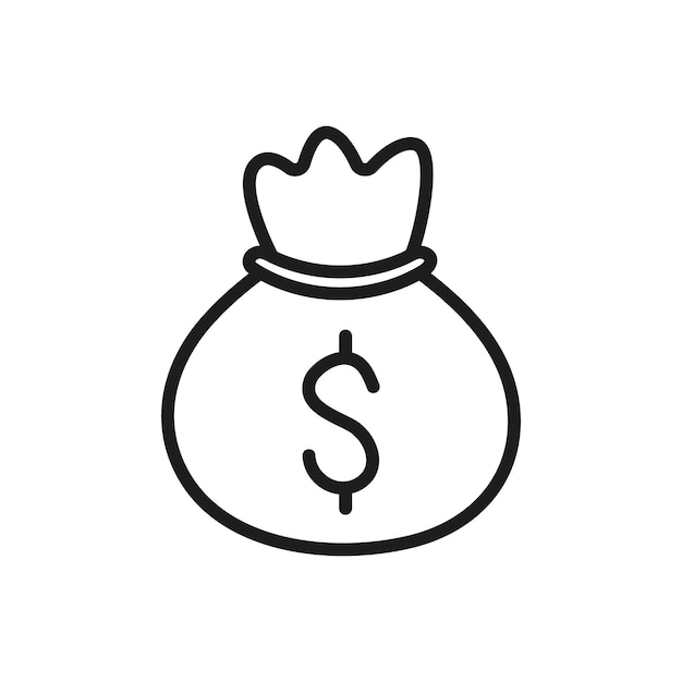 Money bag thin line vector icon Sack with dollar symbol