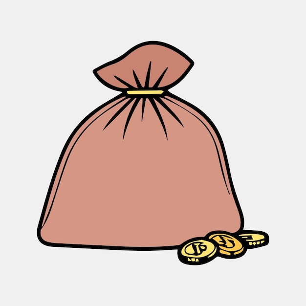 money bag vector doodle outline illustration