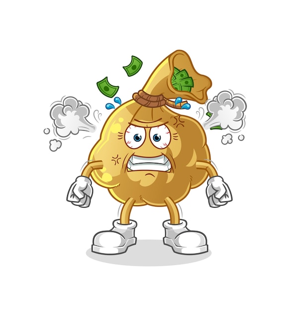 The money bag very angry mascot. cartoon vector