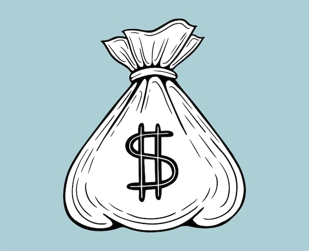 money bag with dollar sign hand drawn vector illustration isolated