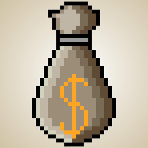 Money bag with pixel art Vector illustration