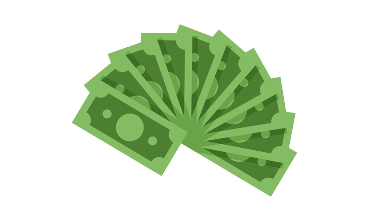 Vector money banknotes fan clipart. currency money fan vector illustration. green banknote dollar bill icon