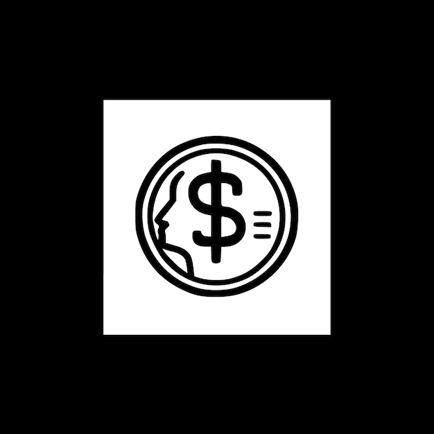 Money Black and White Vector illustration