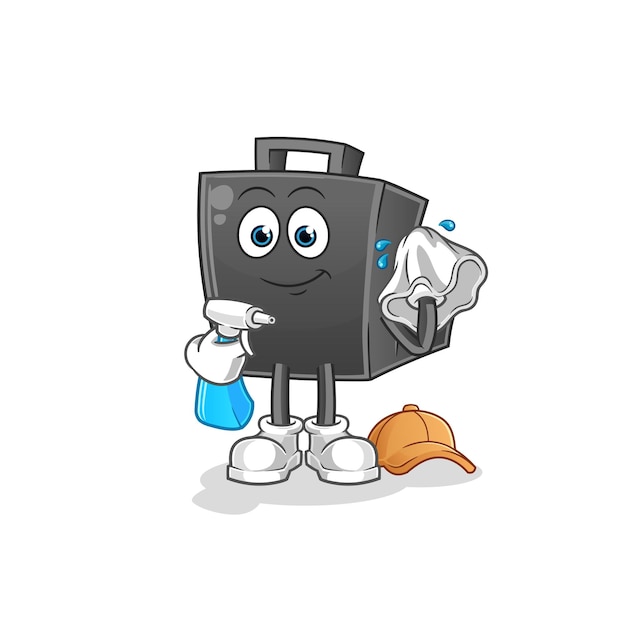 Money briefcase cleaner vector cartoon characterxA