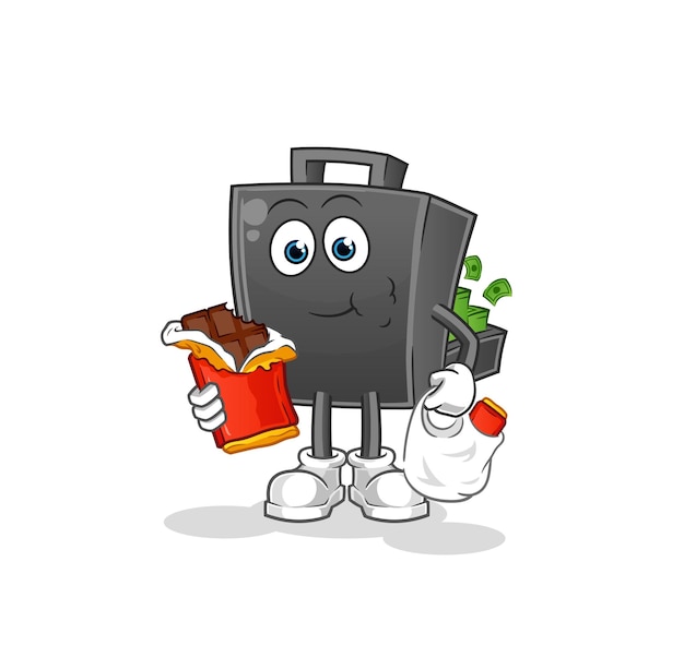 Money briefcase eat chocolate mascot cartoon vectorxA