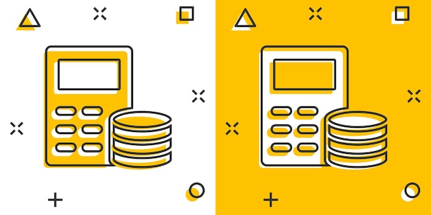 Money calculation icon in comic style Budget banking vector cartoon illustration on white isolated background Financial payment splash effect business concept