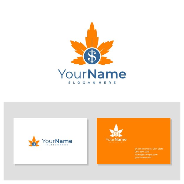 Money Cannabis logo with business card template Creative Cannabis logo design concepts