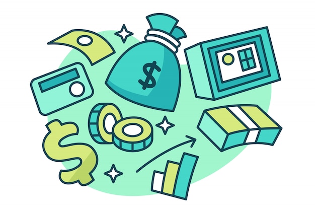 Vector money cartoon icon set