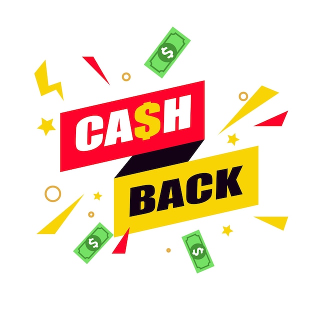 Vettore i concetti di cashback in denaro sono ottimi per pagamenti finanziari o eventi di promozione dello shopping