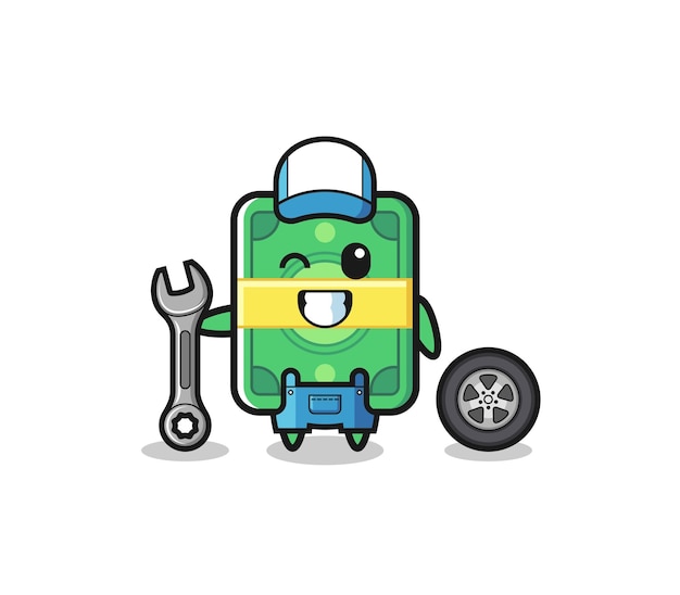 The money character as a mechanic mascot