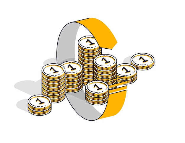 Money circulation, return on investment, currency exchange, cash back, money refund, concepts can be used. vector illustration of cash money stack with radial loop arrows around, 3d isometric.