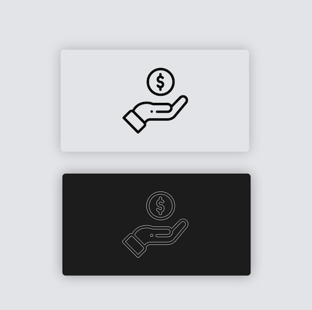 Значок защиты монет деньги. контур иконки вектора защиты монет для веб-дизайна, изолированного на бе