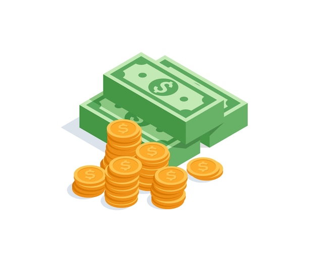 Vector money concept big money icon hundreds of dollars