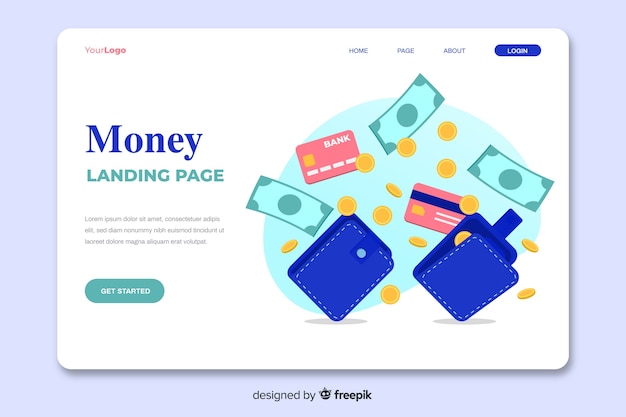 Money concept landing page