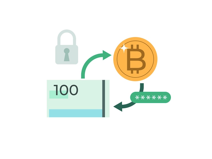 Vector money conversion security currency exchange vector bitcoin