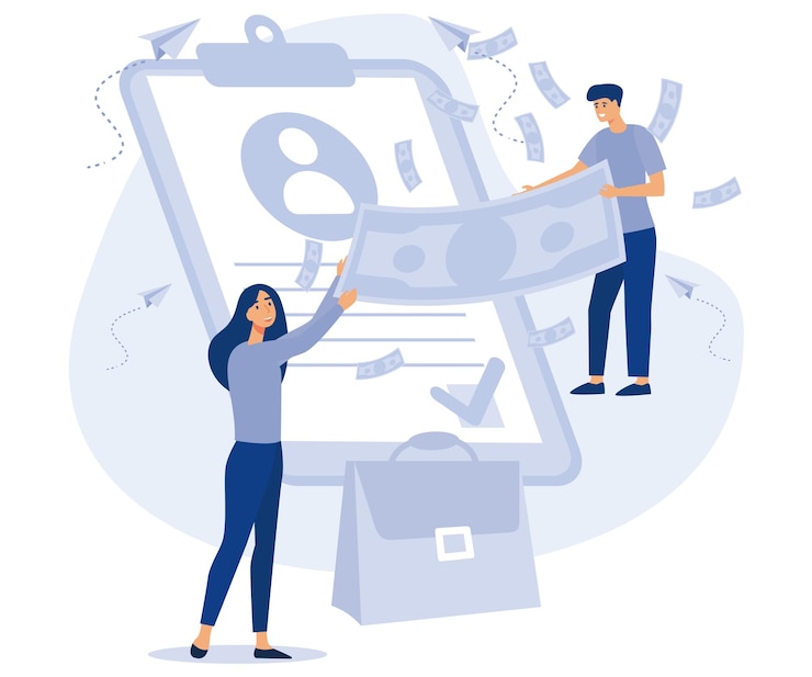 Vector money distribution concept income inequality government spending money lending salary gap country budget bank credit flat vector modern illustration
