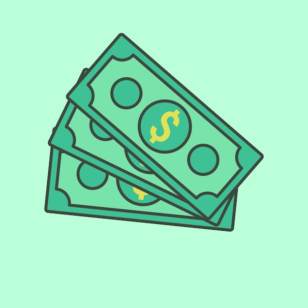 Vector money dollar bills cash cartoon icon vector illustration business and finance object concept isolated vector
