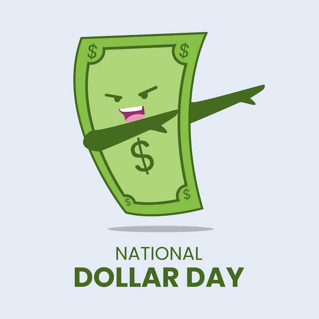 Money Dollar Dab Dabbing Cute Cartoon geschikt voor National Dollar Day