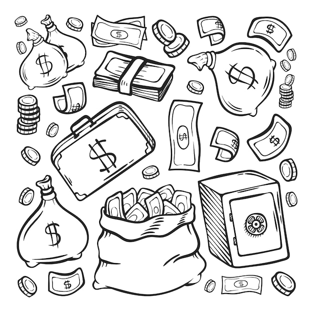 Vector money doodle financial