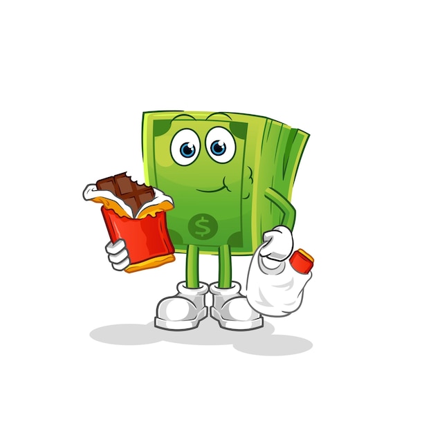 Money eat chocolate mascot cartoon vector