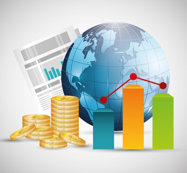 Vettore progettazione grafica di denaro e economia globale