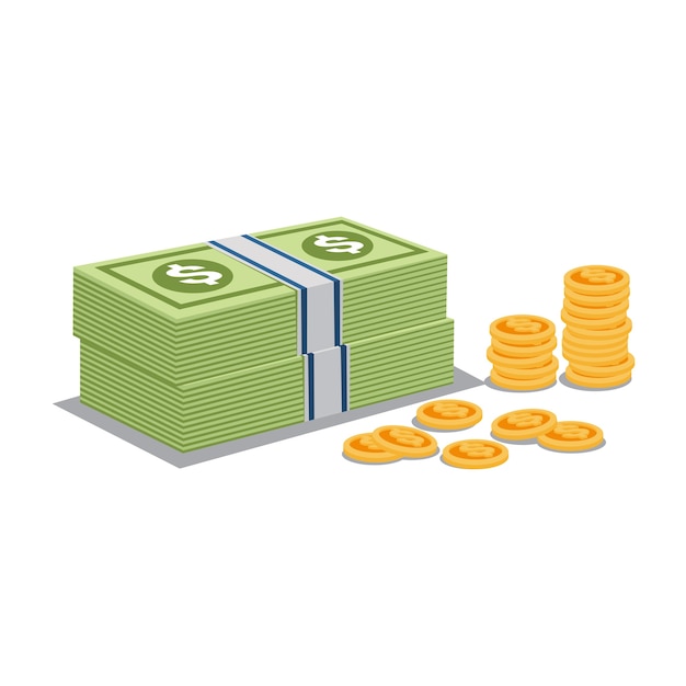 Vector money and gold coins vector