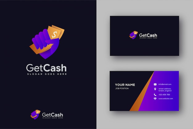 Vector money in hand logo and business card