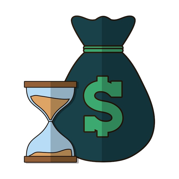 Vector money and hourglass business related icons